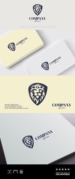 Classic lion logo with lion face detail