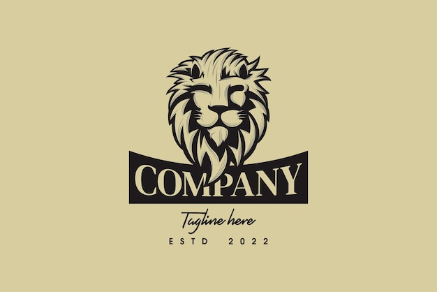 柔らかな色の選択肢を持つ古典的なライオンのロゴ
