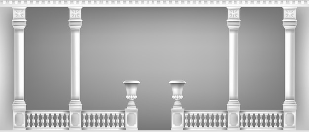 Vector classic marble pillars and white balcony