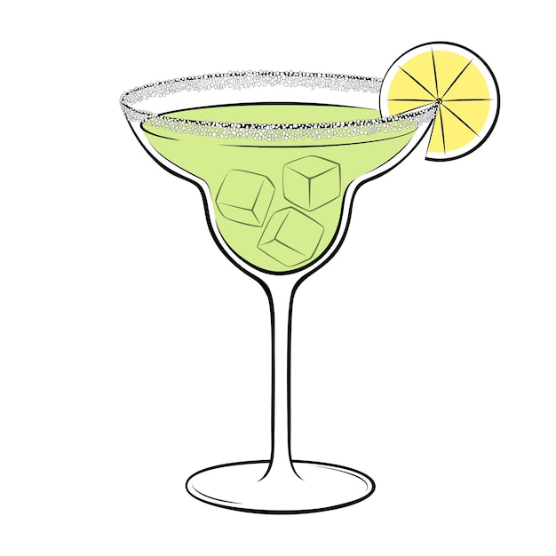 Vettore illustrazione vettoriale del cocktail margarita classico