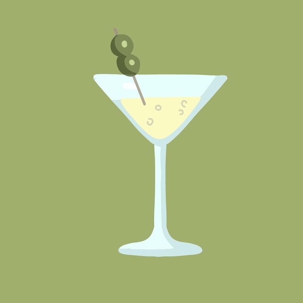 classic martini cocktail with olives