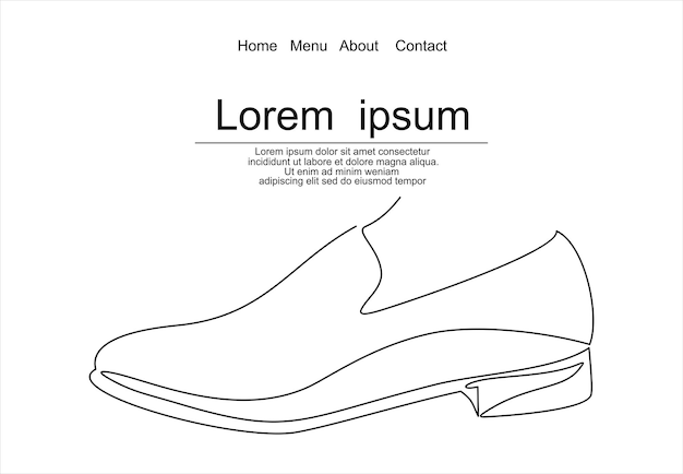 Classic men's shoes in continuous line art drawing style.