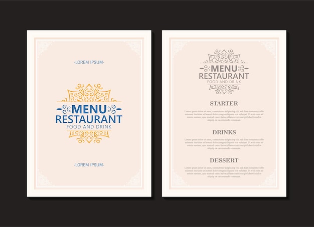 classic menu layout with ornamental elements
