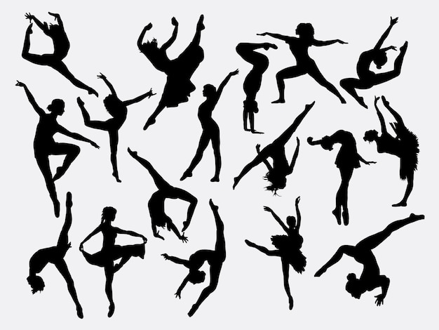 Vettore silhouette di danza classica e moderna