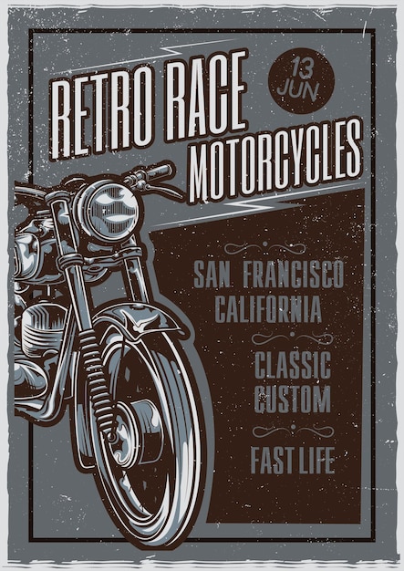 Illustrazione di poster di motocicletta classica