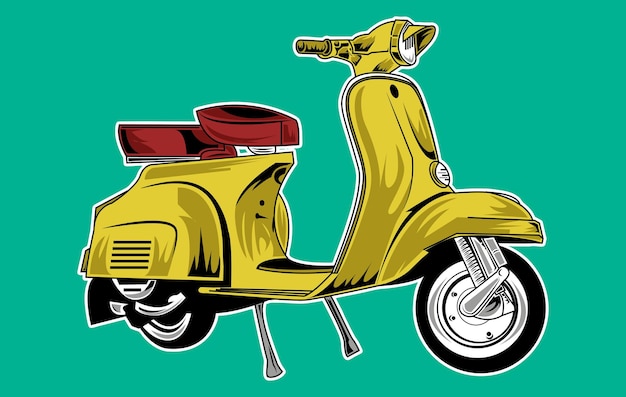 Classic Motorcycle Scooter Vector Simple