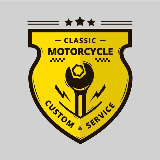 Vettore classico design distintivo del servizio motociclistico