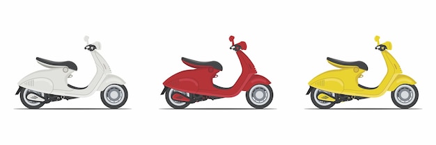 ベクトル形式の様々な色のクラシックモーターサイクル