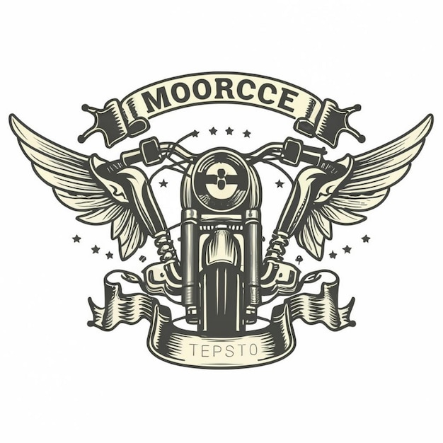 classic motorcycles with wing monochrome vector