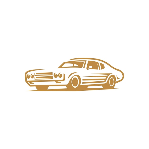 Classic muscle car line art. vintage retro vehicle vector illustration