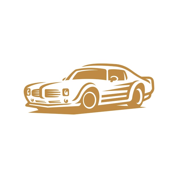 Classic muscle car line art. Vintage retro vehicle vector illustration