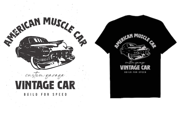 Classic Muscle Car T-shirt ontwerp oude auto's T-shirt vectorgrafiek