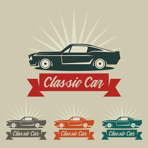 Classic muscle car vector labels design vector