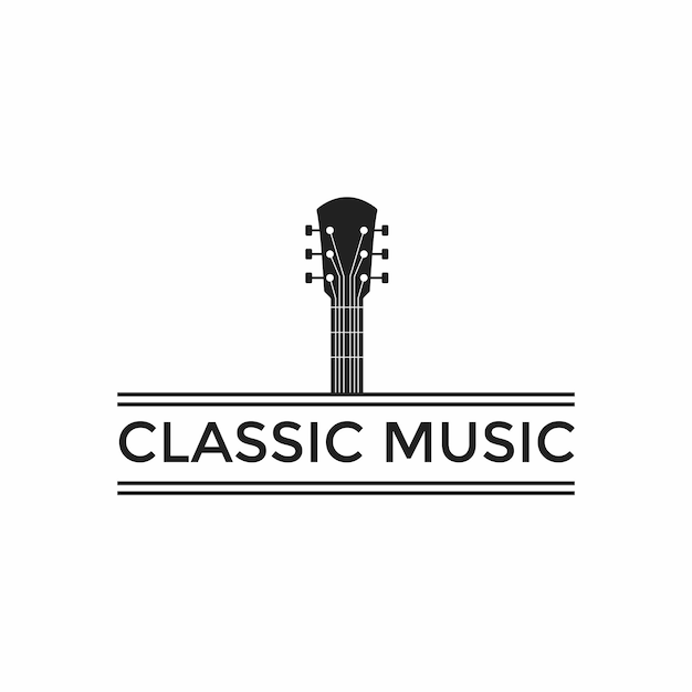 Classic Music Country Guitar Music Vintage Retro logo design