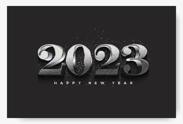 Classic new year 2023 with silver glitter numbers