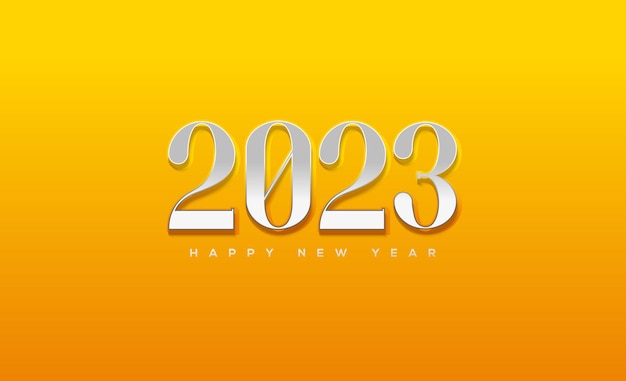 Classic number 2023 in white on a yellow