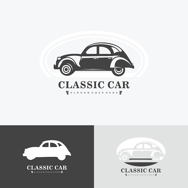 Vector classic old car concept silhouette vector illustration