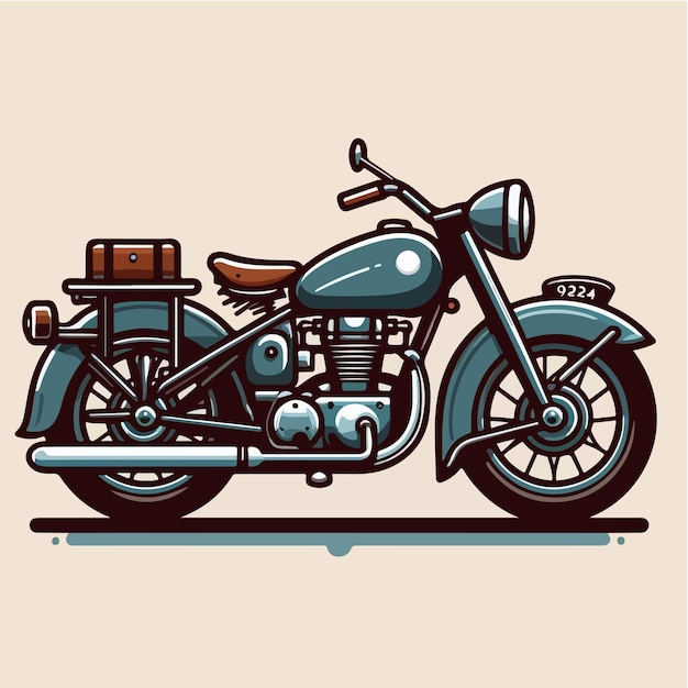 Vector classic old motorbike vector with a simple and minimalist cartoon flat vector style