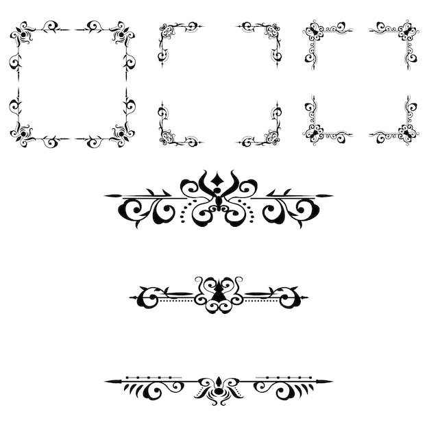 Cornice ornamentale classica, set di bordi vintage vettore premium