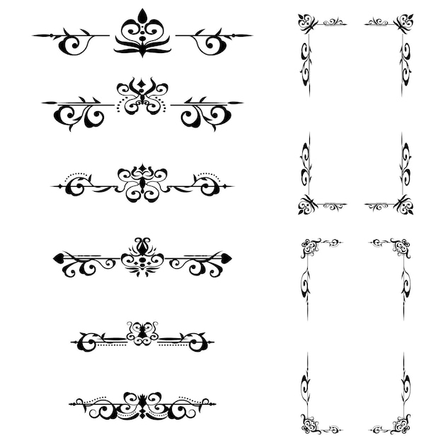 Cornice ornamentale classica, set di bordi vintage vettore premium