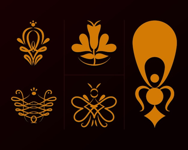 Classic ornaments icon set