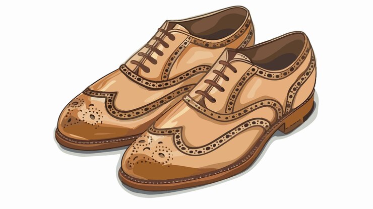 Vector classic oxford male brogues shoes for mens fashion in brown