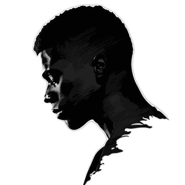 Vector classic portrait black man silhouette