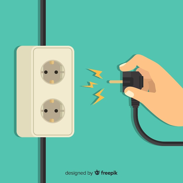 Vector classic power socket with flat design