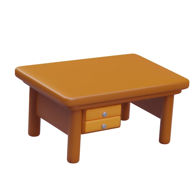 Vector classic professional wooden table with storage compartment in cartoon style