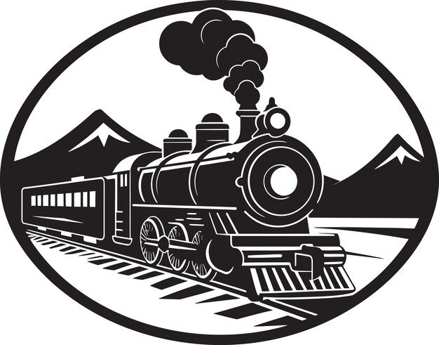 Vector classic railway journey black vector icon heritage train route vector design