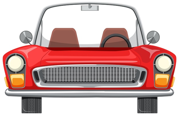 Vector classic red car in cartoon style