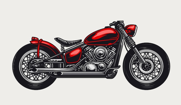 Vector classic red motorcycle concept in vintage style isolated