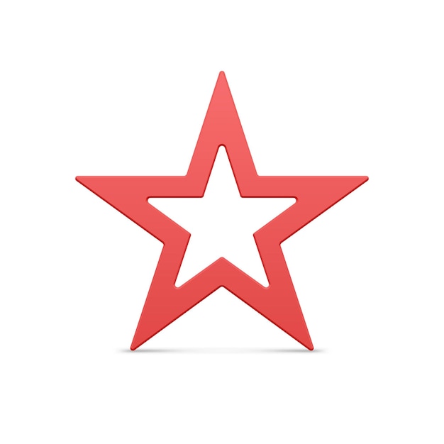 Classic red realistic five pointed star outline border metallic glossy Christmas bauble vector