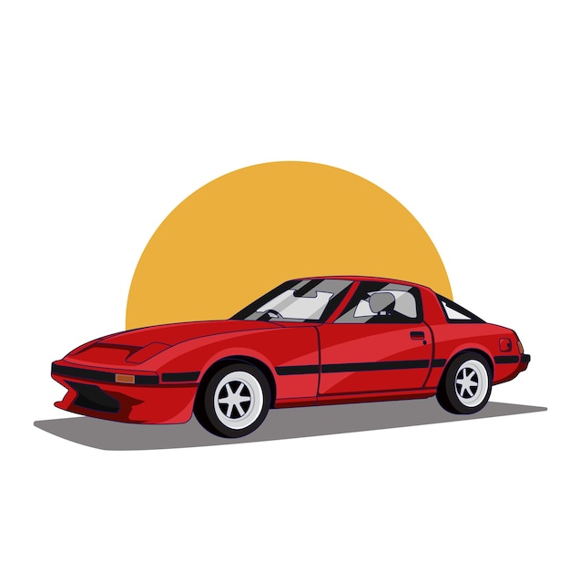 Illustrazione di una classica auto sportiva rossa