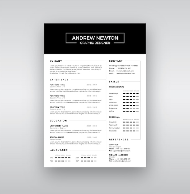 Vector classic resume template