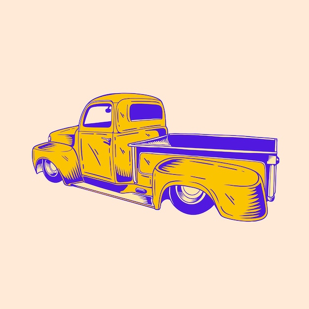 Vector classic retro car illustration design 34