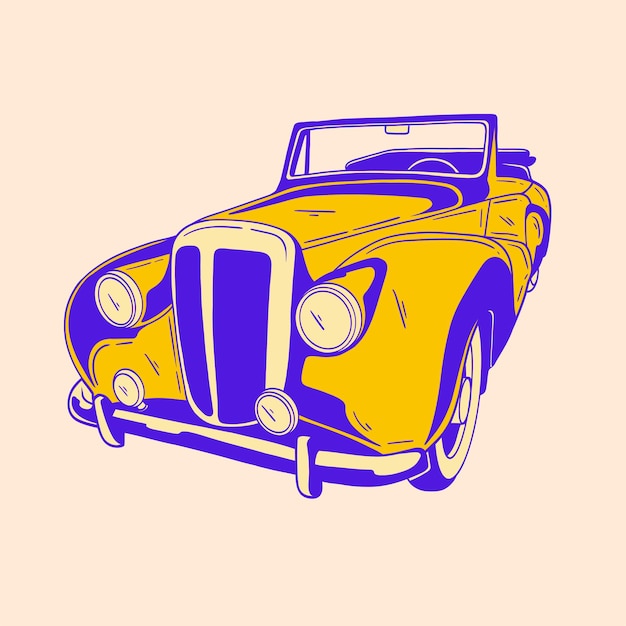 Vettore disegno di illustrazione di auto classiche retrò 54