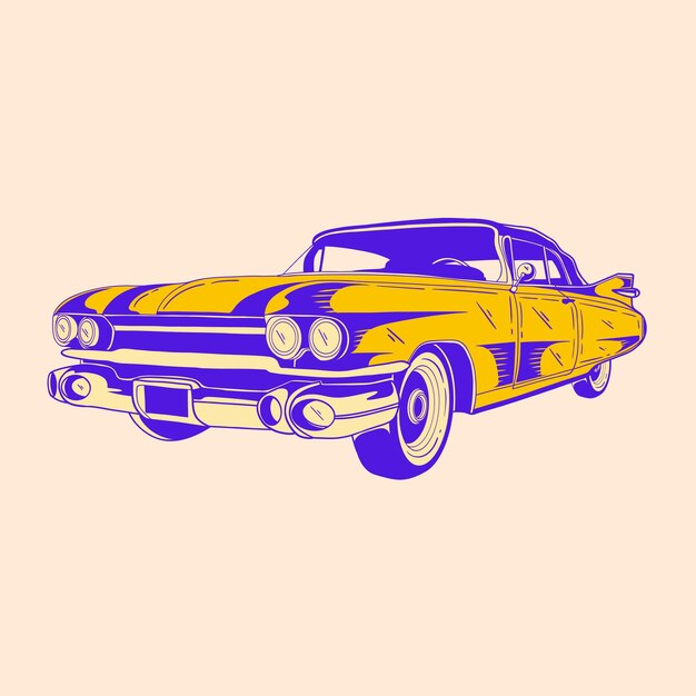 Vector classic retro car illustration design 67