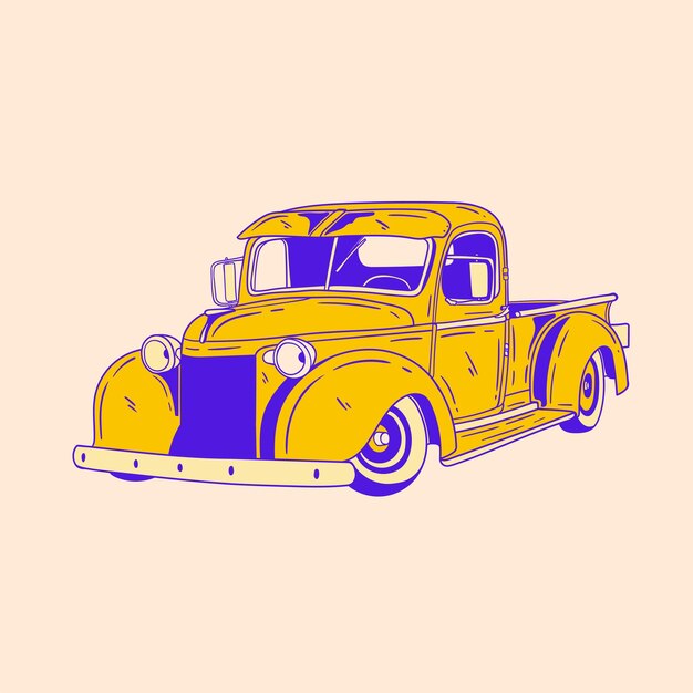 classic retro car illustration design 7