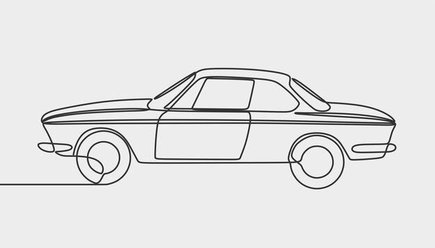 Classica auto retrò oneline arte a linea continua