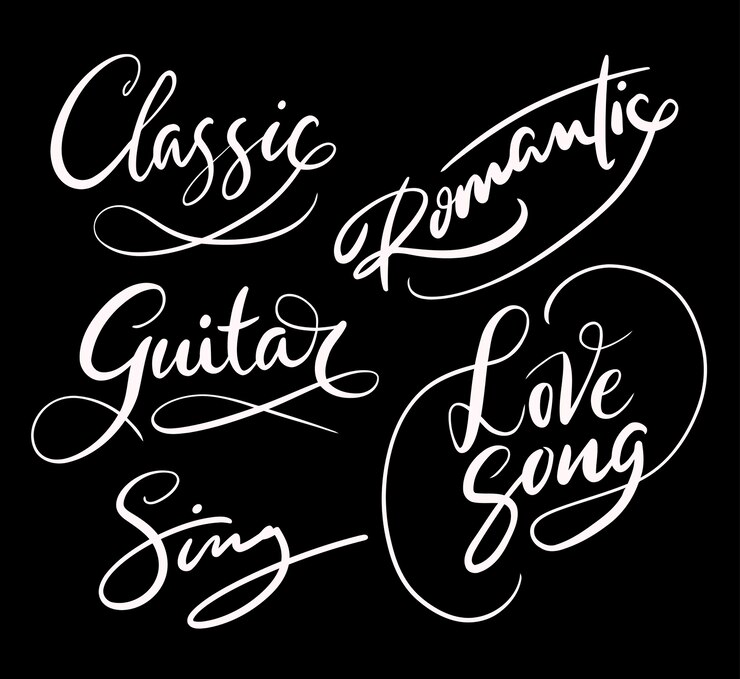 Vector classic and romantic song handwriting calligraphy