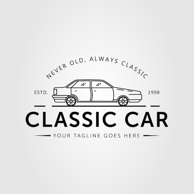 Classic saloon car or vehicle logo vector illustration design