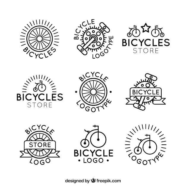 자전거 로고의 클래식 세트
