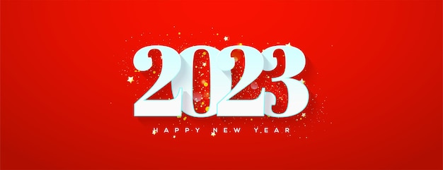 Classic and simple 2023 new year greeting design luxury red background