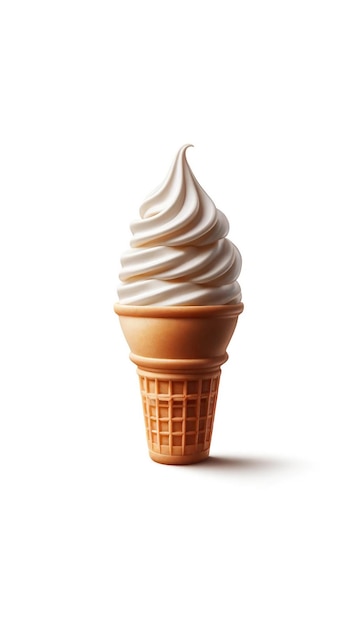 Vector classic soft serve vanilla ice cream cone illustration