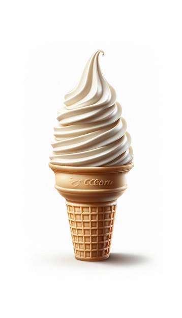 Vector classic soft serve vanilla ice cream cone illustration