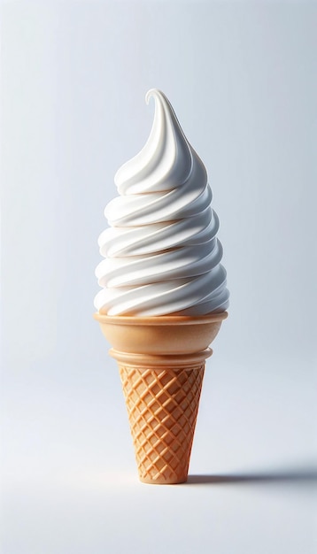 Vector classic soft serve vanilla ice cream cone illustration