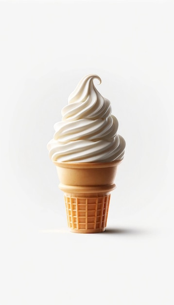 Vector classic soft serve vanilla ice cream cone illustration