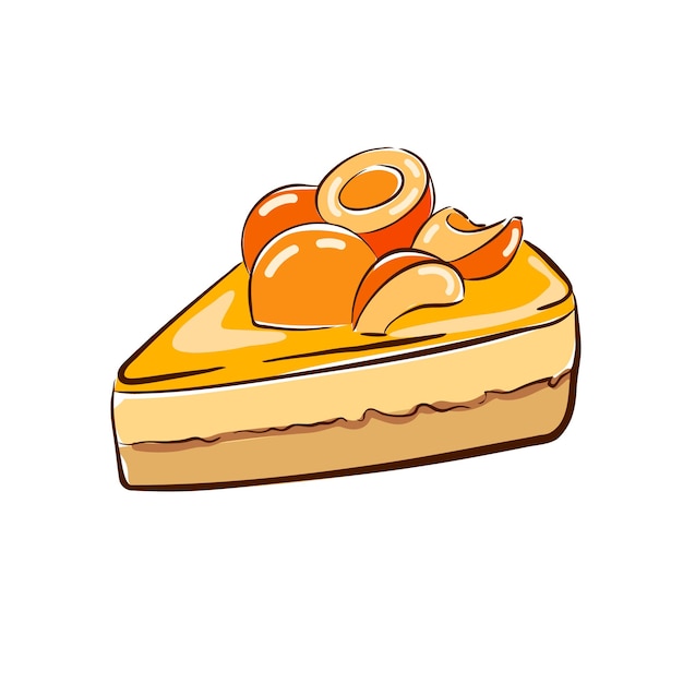 Classic sponge cake garnished with apricot pieces and drenched in apricot jelly Vector i