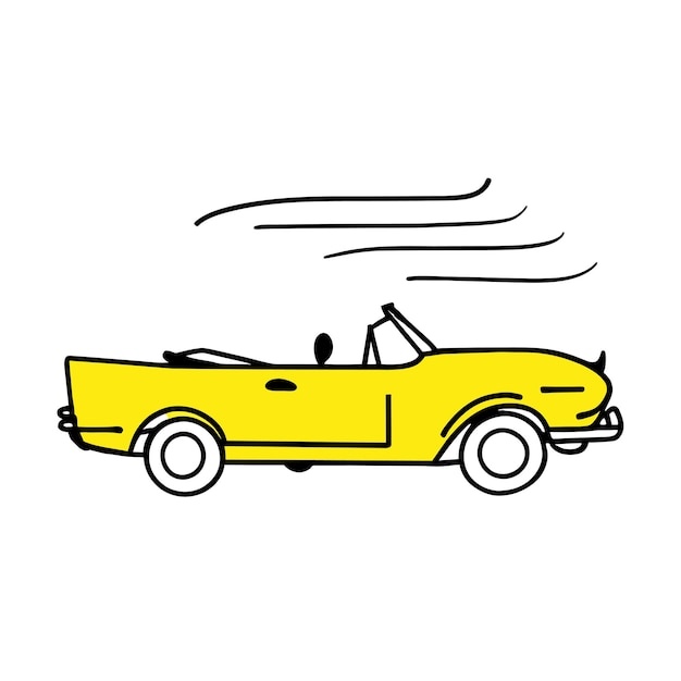 Classic sports car hand drawn flat stylish cartoon sticker icon concept isolated illustration